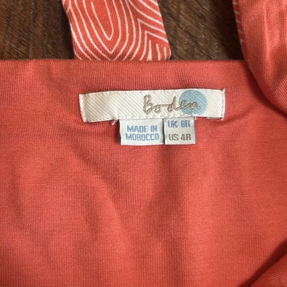 Boden St. Lucia Halter Dress Coral & White size 4, like new! - Picture 4 of 10